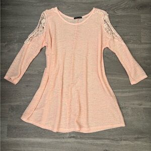 Lace Shoulder Pink Top